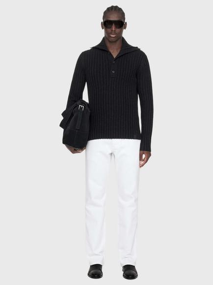 AllSaints Liev Funnel Neck Wool Jumper, Nearly Black - view 2, Nearly Black