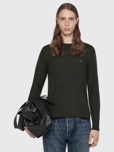 AllSaints Mode Crew Neck Merino Wool Jumper, Green Mid