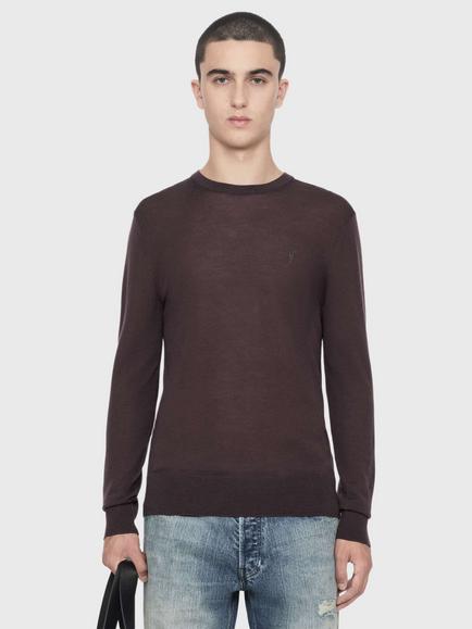 AllSaints Mode Crew Neck Merino Wool Jumper, Purple Mid