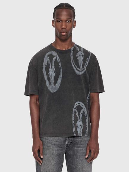 AllSaints Rammy Cotton Graphic Crew Neck T-Shirt, Nearly Black, Nearly Black