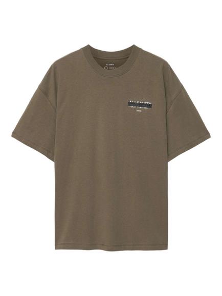 AllSaints Redact Cotton Crew Neck T-Shirt, Green Mid - view 2, Green Mid