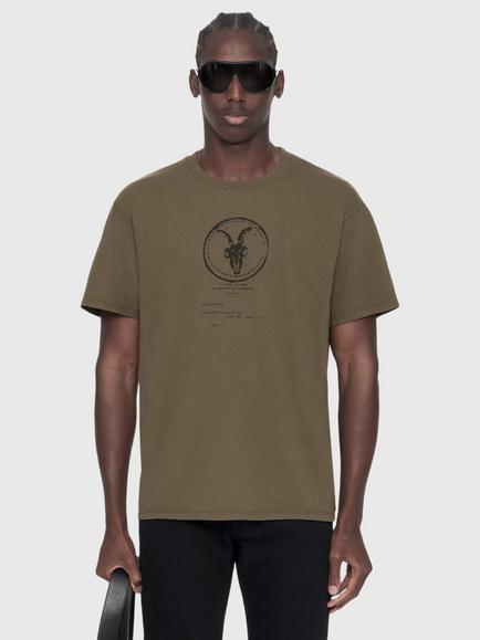 AllSaints Tier Cotton Graphic Crew Neck T-Shirt, Green Mid