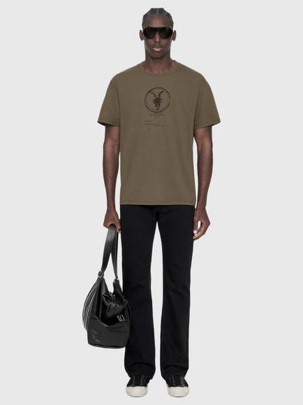 AllSaints Tier Cotton Graphic Crew Neck T-Shirt - view 2, Green Mid