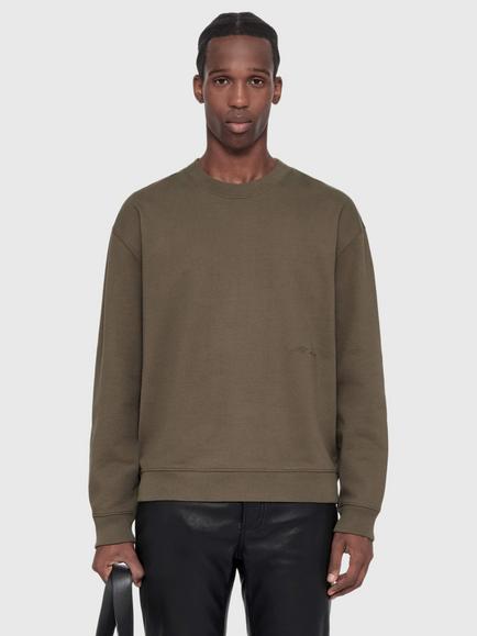 AllSaints Aston Cotton Rich Sweatshirt, Blue Sky, Green Mid