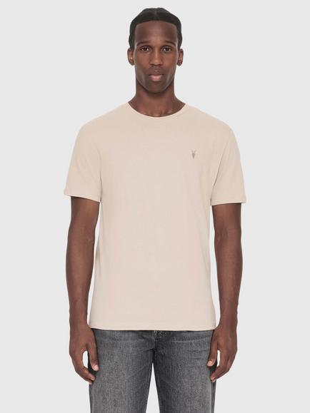 AllSaints Brace Cotton Slim Fit Crew Neck T-Shirt, Pack of 3, Grey/Blue/Green - view 2, Pink/Taupe/Khaki