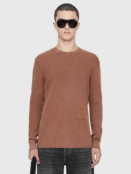 AllSaints Raine Cotton Long Sleeve Crew Neck Jersey Top, Red Mid