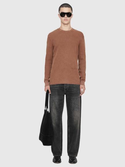 AllSaints Raine Cotton Long Sleeve Crew Neck Jersey Top - view 2, Red Mid