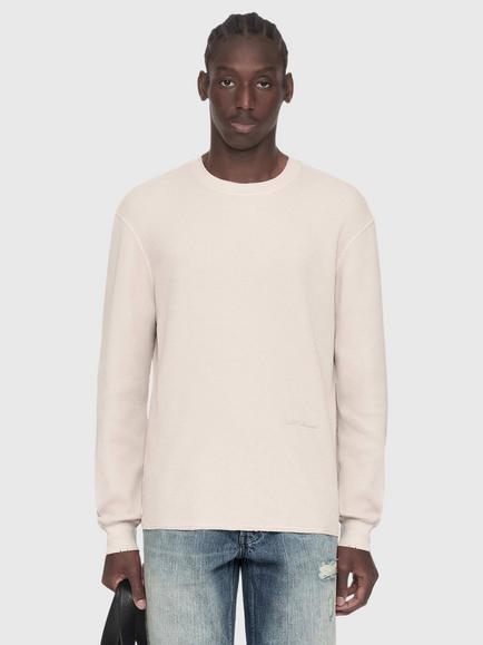AllSaints Raine Cotton Long Sleeve Crew Neck Jersey Top, White Natural