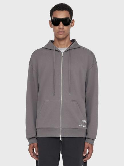 AllSaints Raphy Cotton Zip Hoodie, Grey Graphite, Grey Graphite