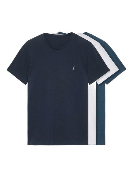 AllSaints Tonic Cotton Crew Neck T-Shirt, Pack of 3, Blue/Multi, Blue/Multi