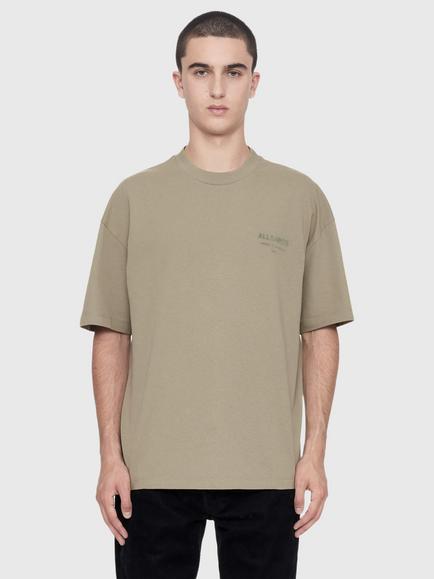 AllSaints Xander Cotton Crew Neck T-Shirt, Green, Green