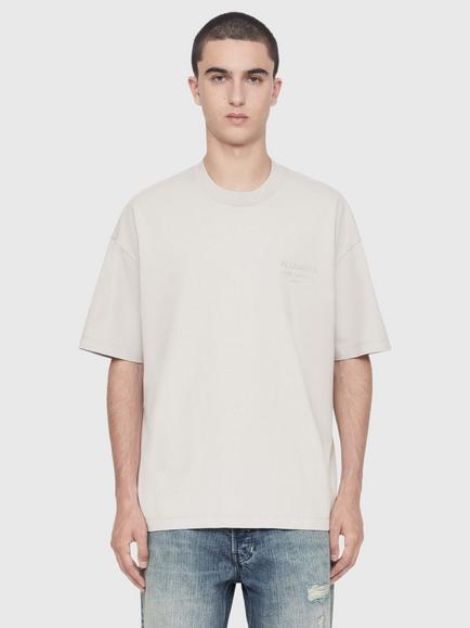 AllSaints Xander Cotton Crew Neck T-Shirt, Blue Sky, Blue Sky
