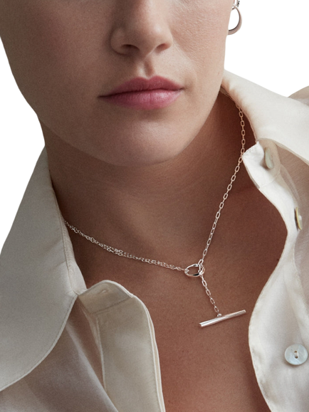 Dinny Hall Sterling Silver Thalassa T-Bar Pendant Necklace, Silver - view 2, Silver