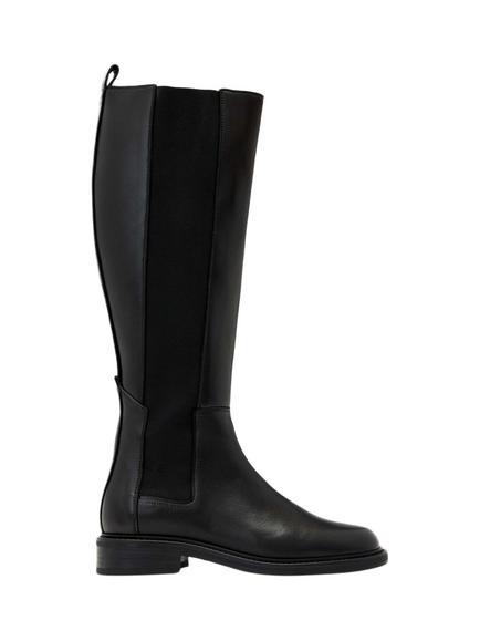 AllSaints Bales Leather Chelsea Knee High Boots, Black, Black
