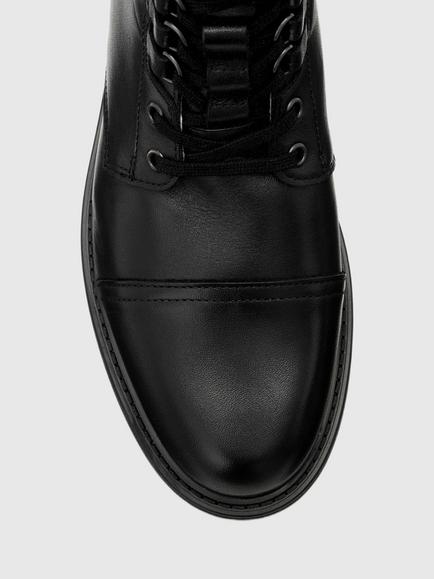 AllSaints Elspeth Leather Lace Up Calf Boots, Black - view 2, Black