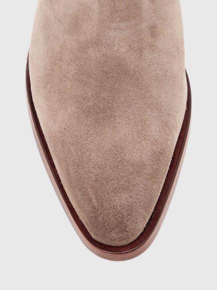 AllSaints Jura Zip Side Suede Ankle Boots, Karoo Brown - view 2, Karoo Brown