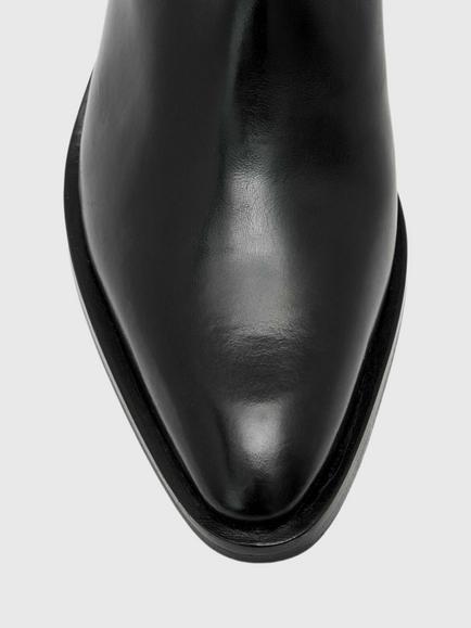 AllSaints Jura Zip Side Leather Ankle Boots, Black - view 2, Black