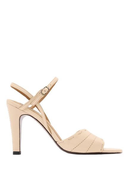 AllSaints Lila Ankle Strap Heeled Sandals, Black, Ecru