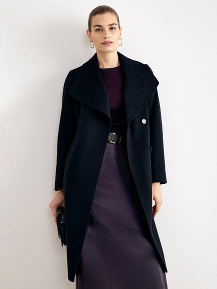 Phase Eight Nicci Belted Wool Rich Overcoat, Black, Black