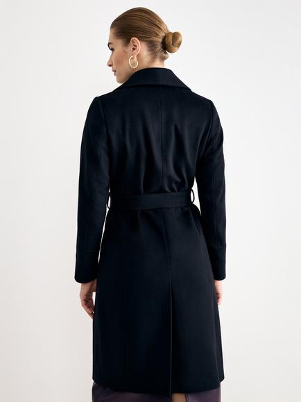 Phase Eight Nicci Belted Wool Rich Overcoat, Black - view 2, Black