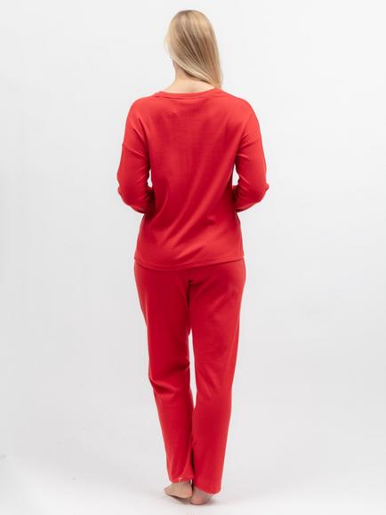 Cyberjammies Merry & Bright Slouch Ribbed Jersey Long Sleeve Pyjama Top, Red - view 2, Red