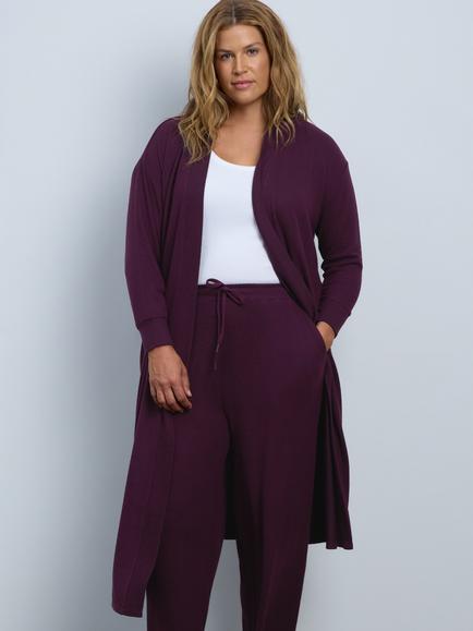 Live Unlimited Curve Petite Plus Size Long Cardigan, Purple - view 2, Purple