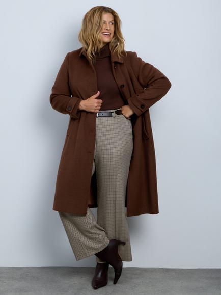 Live Unlimited Curve Wool Blend Midi Coat, Brown - view 2, Brown