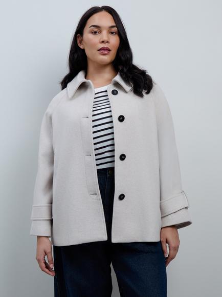 Live Unlimited Curve Raglan Sleeve Button Front Jacket, Natural, Natural