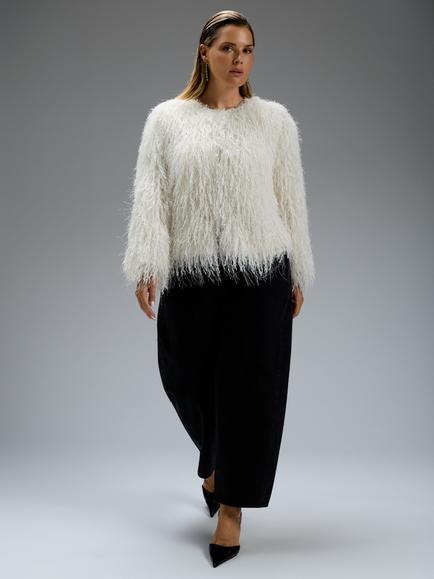 Live Unlimited Curve Plus Size Fringed Jacket, White, White