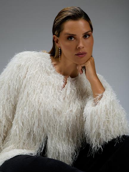 Live Unlimited Curve Plus Size Fringed Jacket, White - view 2, White