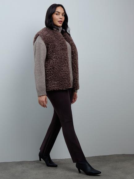 Live Unlimited Curve Faux Fur Gilet, Brown - view 2, Brown