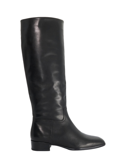 Dune London Toova Leather Block Heel Knee High Boots, Black, Black