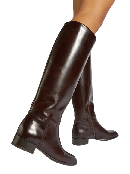 Dune London Toova Smart Block Heel Knee High Boots, Brown - view 2, Brown