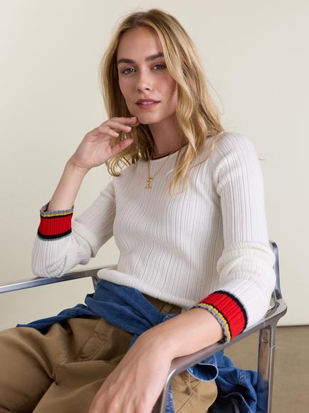Baukjen Aven Merino Ribbed Jumper, Cream, Cream