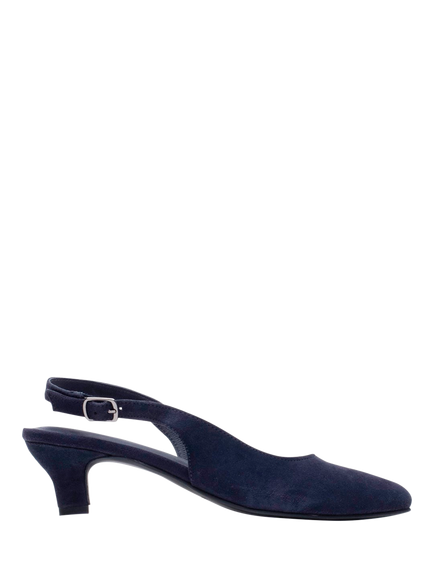 Hush Puppies Nahla Suede Kitten Heel Slingback Court Shoes, Navy