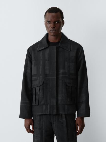 LABRUM Passport Print Jacquard Work Jacket, Black, Black