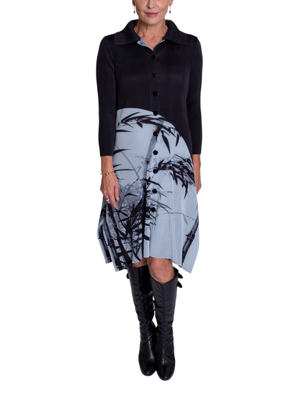 chesca Bamboo Print Coatigan, Black/Silver Grey, Black/Silver Grey