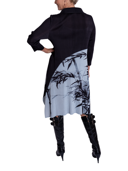chesca Bamboo Print Coatigan, Black/Silver Grey - view 2, Black/Silver Grey