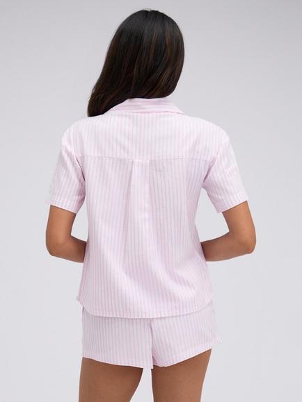 Boux Avenue Striped Cotton Short Pyjama Set, Pink Mix - view 2, Pink Mix