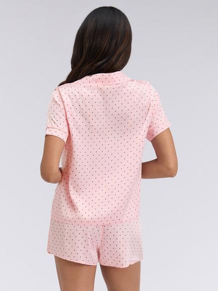 Boux Avenue Polka Dot Satin Short Pyjama Set, Pink Mix - view 2, Pink Mix