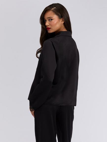 Boux Avenue Amelia Satin Pyjama Set, Black - view 2, Black