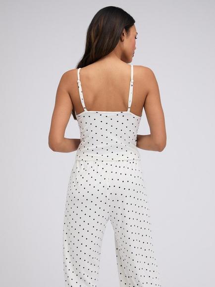 Boux Avenue Heart Ribbed Cami & Wide Leg Long Pyjama Set, Ivory Mix - view 2, Ivory Mix