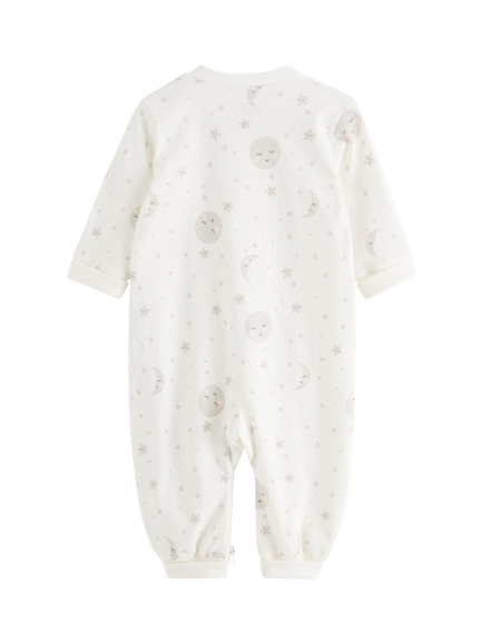 Lindex Baby Zip Front Pyjama Onesie, Light Dusty White - view 2, Light Dusty White
