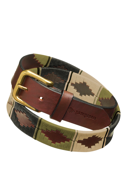Pampeano Bosque Leather Belt, Green, Green