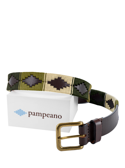 Pampeano Bosque Leather Belt, Green - view 2, Green