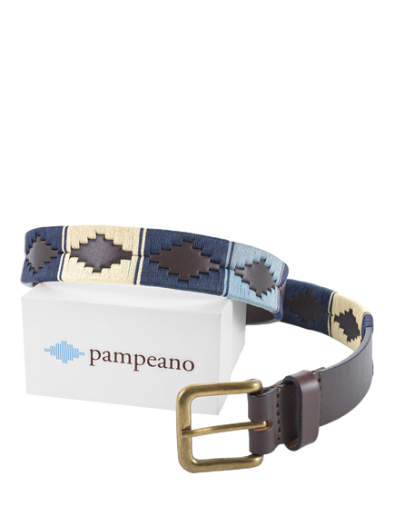 Pampeano Marea Leather Belt, Blue - view 2, Blue