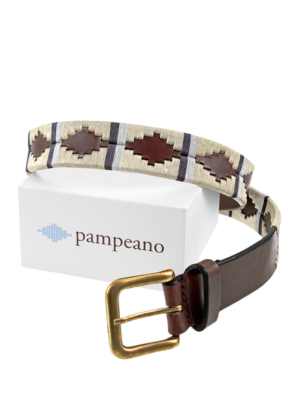 Pampeano Trigal Leather Belt, Cream, Cream