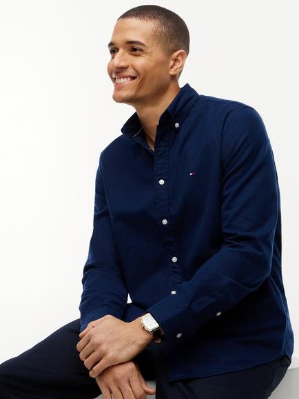 Tommy Hilfiger Regenerative Cotton Rich Flannel Shirt, Navy - view 2, Navy