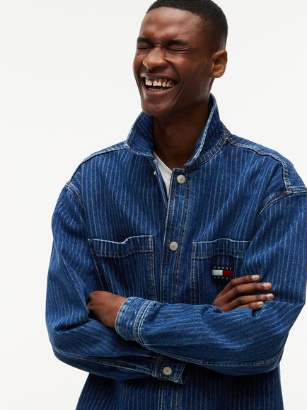 Tommy Hilfiger Regenerative Cotton Rich Stripe Denim Shirt, Blue - view 2, Blue