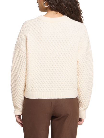 ICHI Ihdamina Cable Knit Relaxed Cardigan, Birch - view 2, Birch